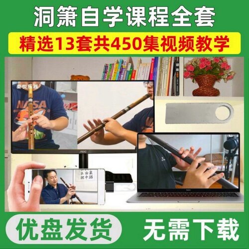 洞箫教学视频全套U盘初学者吹箫全集零基础入门演奏技巧洞箫教程