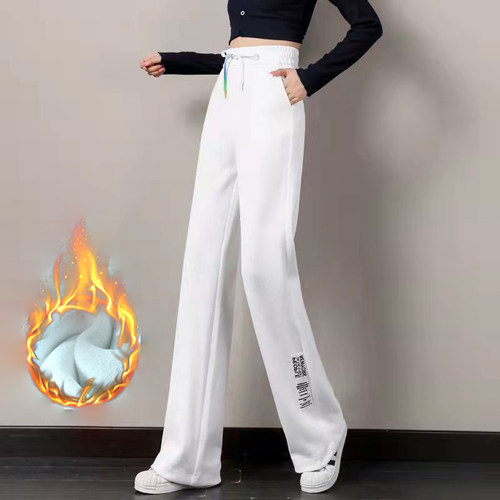 白色运动裤女宽松高腰卫裤