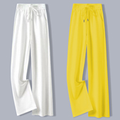 显瘦卫裤 春秋冬加绒爆款 女时尚 休闲直筒阔腿裤 黄色裤 薄款 子女新款