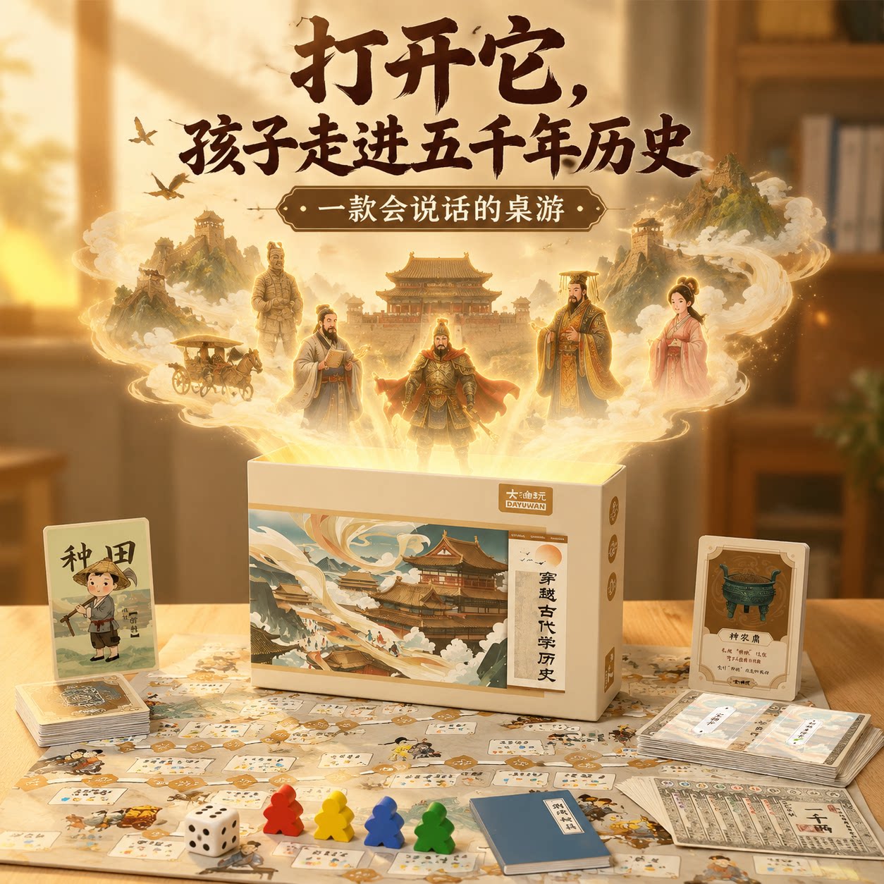 历史益智桌游穿越古代学历史大富翁棋儿童益智桌游亲子礼物
