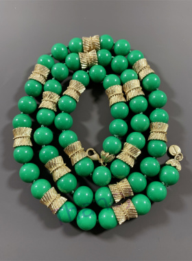 TALB0TS打标绿色圆珠毛衣链项链