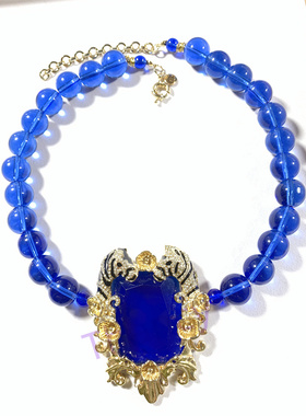 JC打标琉璃珠双马头项链