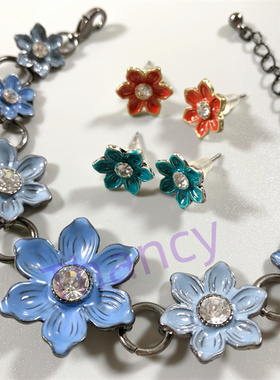 PILGRIM珐琅花朵耳钉手链