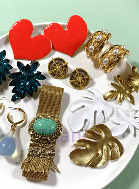 Vintage中古Whiting Davis&kjl打标耳夹耳钉耳环手链孤品合集