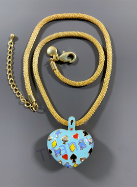 ARTIN打标蓝色珐琅立体爱心项链