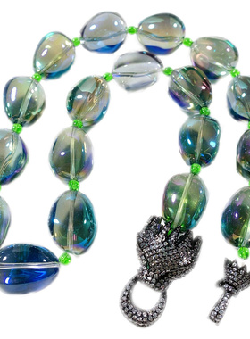 幻彩极光琉璃珠麒麟造型项链