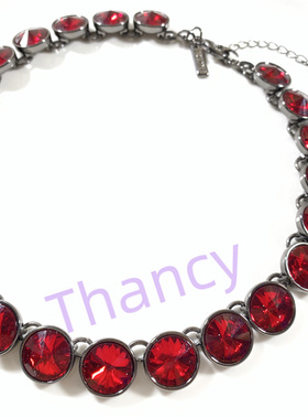 WHBM打标红黑玻璃水晶短款项链