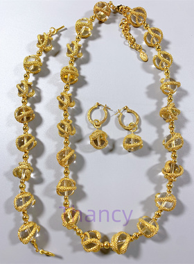 JR打标透明琉璃盘蛇项链耳环手链