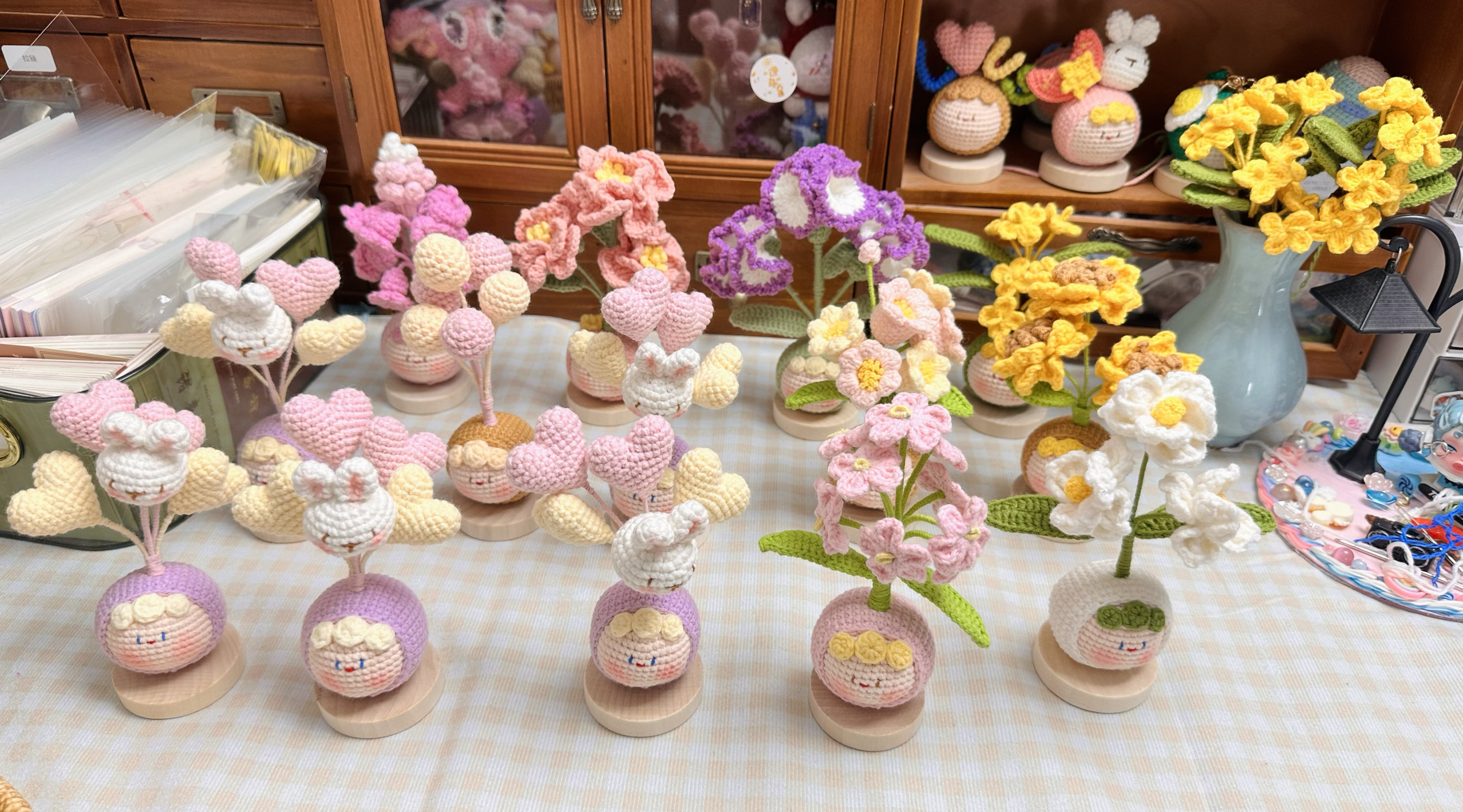 成品纯手工毛线钩织花束团子摆件针织挂件花花个性时尚创意礼品