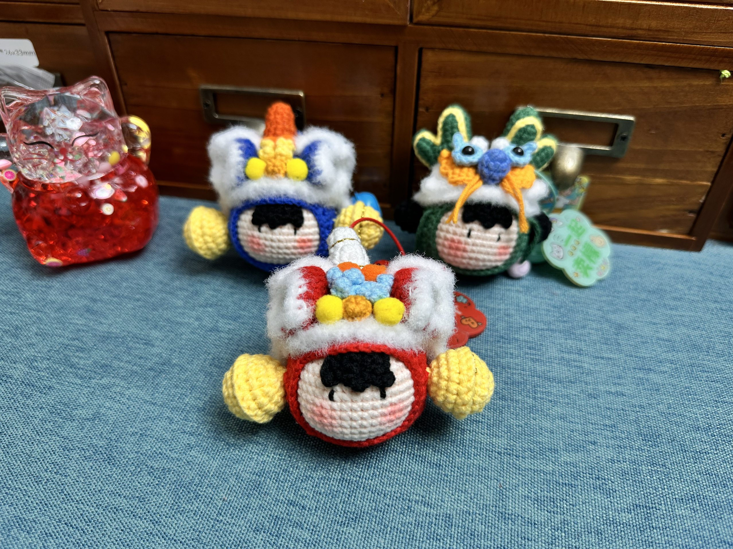 成品钩织祥龙团子钥匙扣醒狮款挂件毛线编织玩偶纯手工礼物