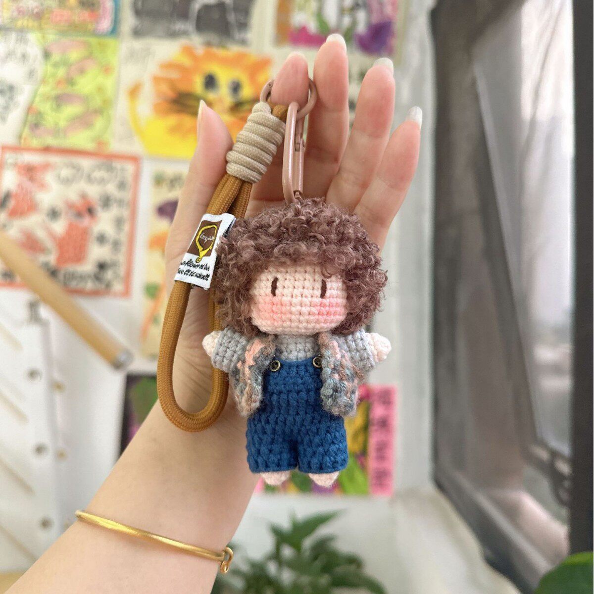 【成品】怪奇物语小11造型玩偶挂件手工毛线钩织卷毛Eleven包挂饰