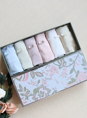 自留透气高弹多色桑蚕丝中高腰款80S莫代尔7A抗菌6条盒装内裤女