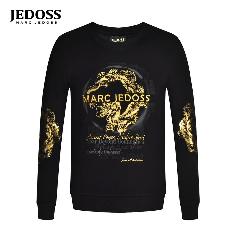 JEDOSS/爵迪斯男装秋冬专柜新款烫金烫钻腾龙圆领套头卫衣205