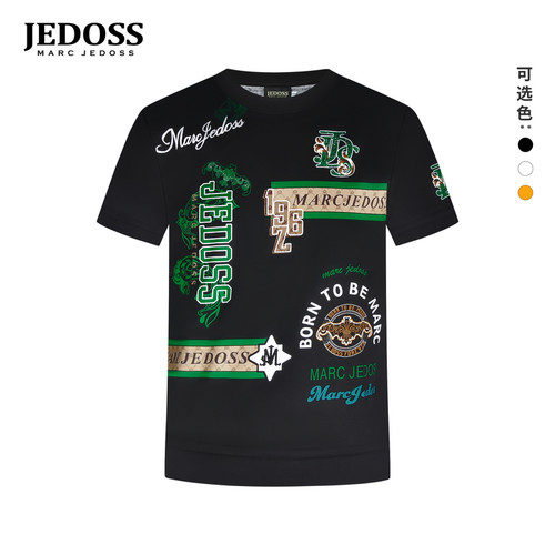 JEDOSS/爵迪斯男装2026夏季专柜新款章仔丝网数码印花短袖T恤011
