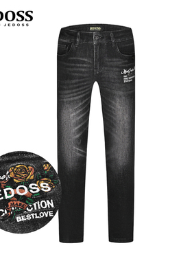 JEDOSS/爵迪斯男装秋冬专柜新款立体玫瑰刺绣牛仔裤长裤BC003