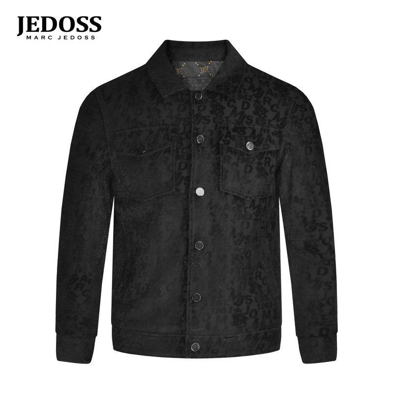 JEDOSS/爵迪斯男装2025秋冬专柜新款满字母提花闪纱线针织夹克193