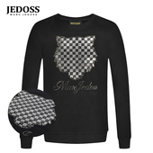 JEDOSS 无帽卫衣HM062 立体棋盘格虎头修身 爵迪斯男装 秋冬新款