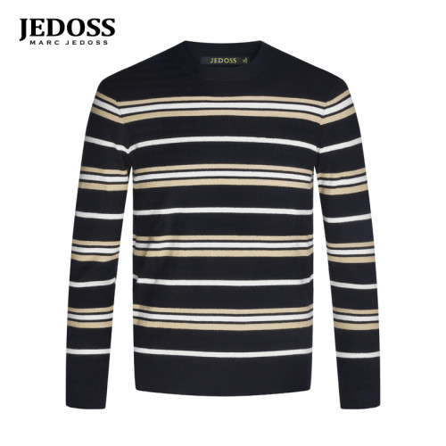 JEDOSS/爵迪斯男装秋季新款时尚条纹提花套头长袖针织衫MS596