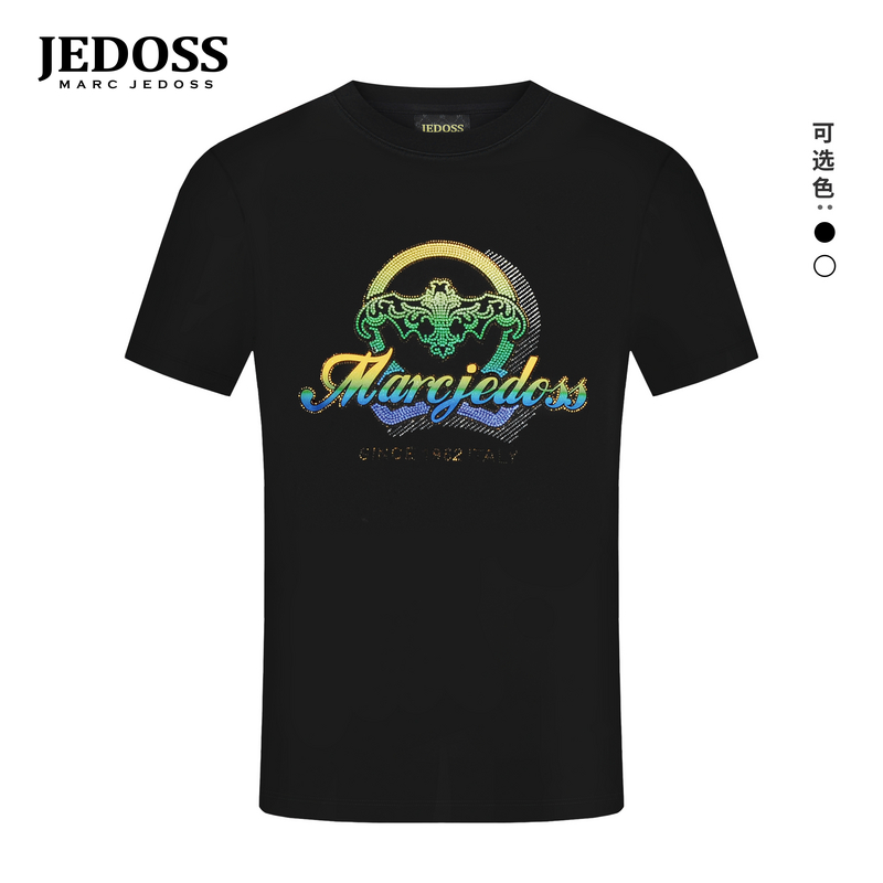 JEDOSS/爵迪斯男装2025夏季专柜新款立体LOGO烫钻短袖T恤潮MN275