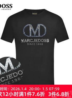 JEDOSS/爵迪斯夏季新款T恤简约时尚烫钻潮流男士黑色短袖M156