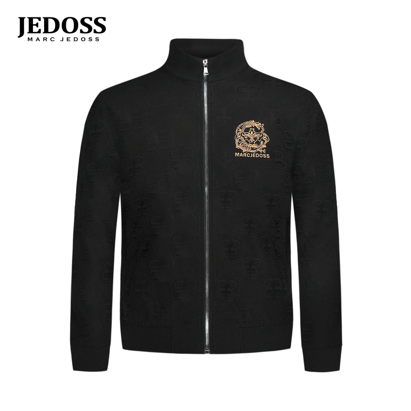 JEDOSS/爵迪斯男装2025春季专柜新款刺绣提花针织夹克外套B0435