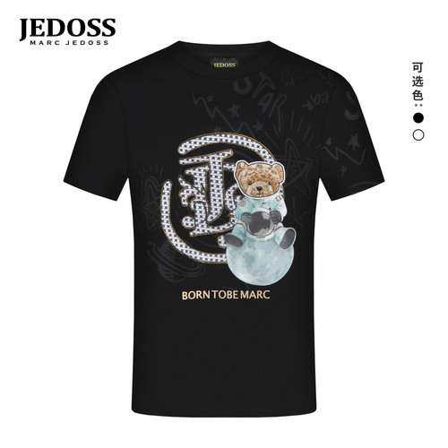 JEDOSS/爵迪斯男装夏季专柜新款立体星球小熊刺绣短袖T恤097