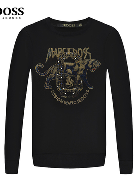 JEDOSS/爵迪斯男装秋冬新款炫彩立体豹子烫钻长袖针织衫ZH561