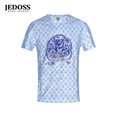 JEDOSS/爵迪斯女装2026夏季专柜新款字母满印短袖T恤情侣装B0253