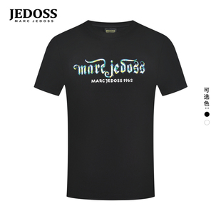 JEDOSS/爵迪斯男装2025春季新款字母油画笔触胶印短袖T恤潮MG685