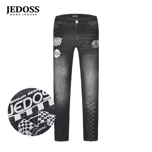 JEDOSS/爵迪斯男装专柜新款简约刺绣章仔水印牛仔裤长裤BC020