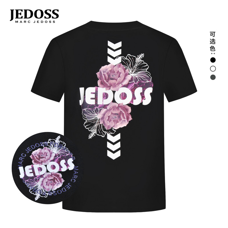 JEDOSS/爵迪斯男装夏季专柜新款花朵数码直喷短袖T恤微阔201