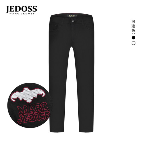 JEDOSS/爵迪斯男装初秋专柜新款简约撞色纱线刺绣牛仔裤BC023