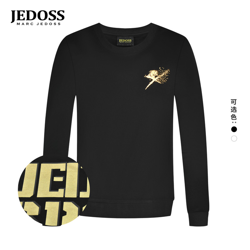 JEDOSS/爵迪斯男装初秋专柜新款老虎抓痕烫金套头卫衣薄BZ258