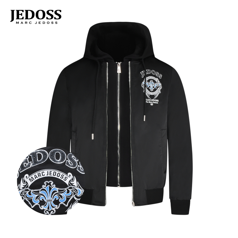 JEDOSS/爵迪斯男装2025秋冬专柜新款LOGO撞色刺绣羽绒服假两件010