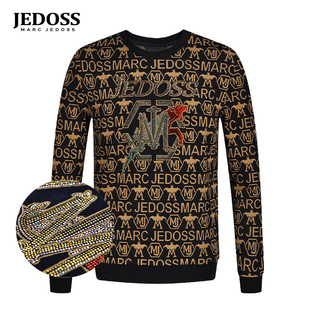 JEDOSS/爵迪斯男装秋冬专柜新款满印花猎豹修身无帽卫衣B0418