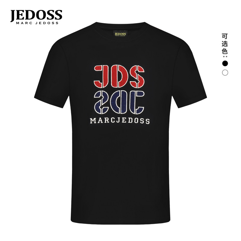 JEDOSS/爵迪斯男装春季新款字母麻花编织珠片绣短袖T恤BZ152