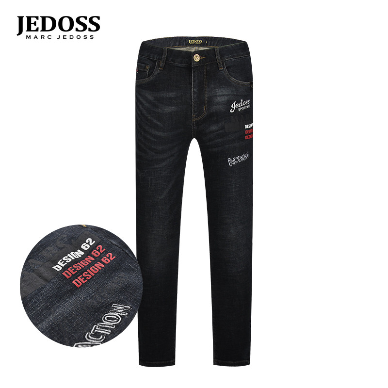 爵迪斯2022秋冬新款刺绣牛仔长裤