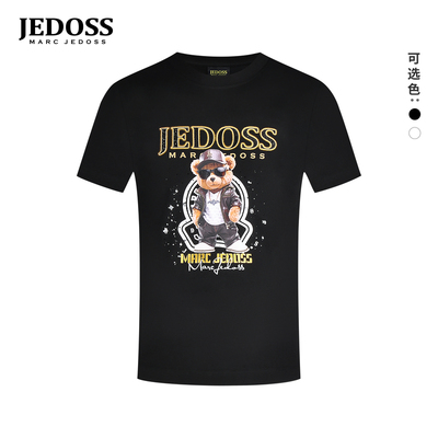 JEDOSS/爵迪斯男装2026初春新款潮酷熊仔数码印花烫钻短袖T恤038