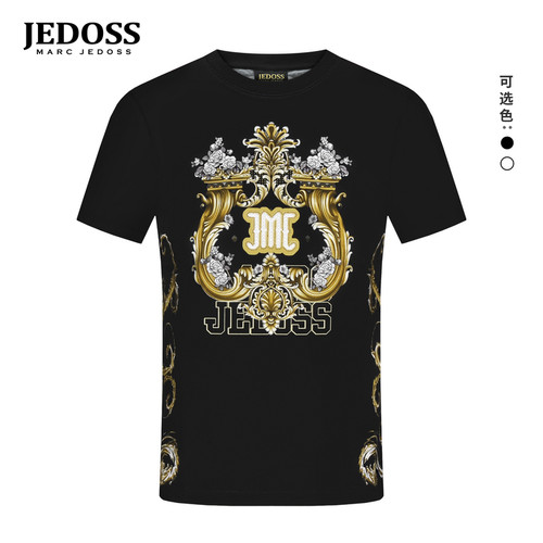 JEDOSS/爵迪斯男装夏季专柜新款欧式轻奢数码印花短袖T恤038