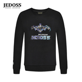 JEDOSS 炫彩LOGO珠片绣无帽卫衣160BS 经典 爵迪斯男装 秋冬新款