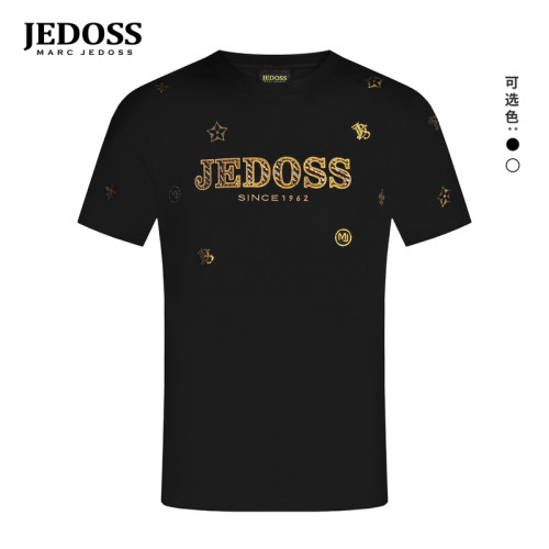 JEDOSS/爵迪斯男装2026春季新款炫彩字母烫金烫钻短袖T恤潮AM801