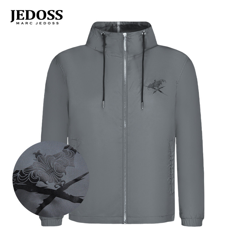 JEDOSS/爵迪斯男装秋冬专柜新款双面穿烫印轻薄夹棉夹克GX827