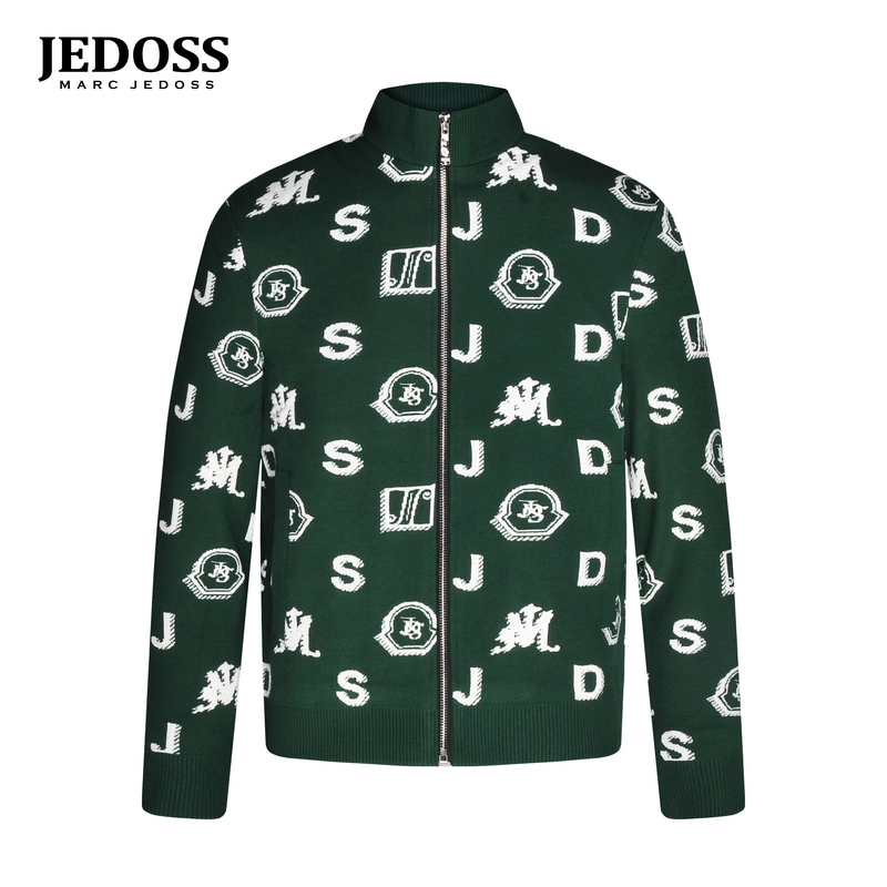JEDOSS/爵迪斯男装2025秋冬专柜新款字母立体满提花针织外套AS620