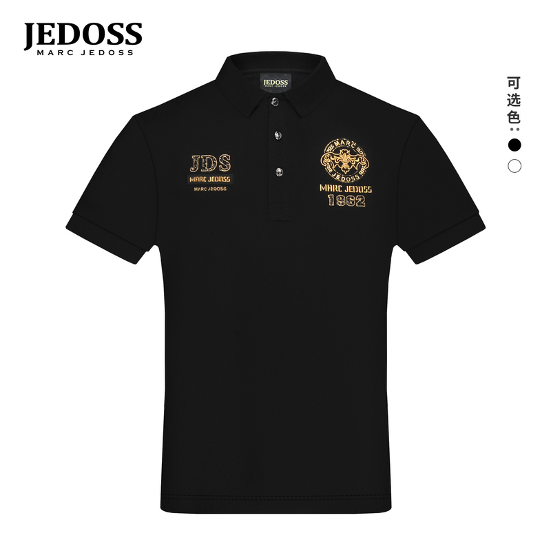 JEDOSS/爵迪斯男装2025春季专柜新款章仔烫钻POLO领短袖T恤201