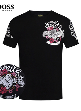 JEDOSS/爵迪斯男装夏季新款简约齿轮水晶砂短袖T恤B0306BS
