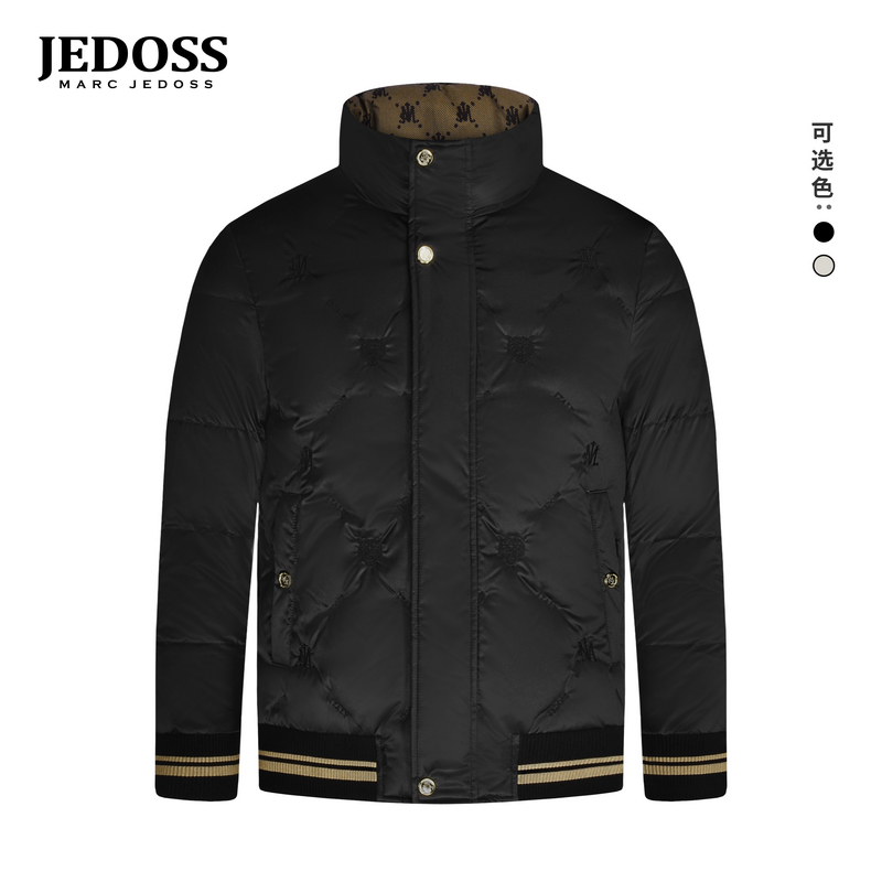 JEDOSS/爵迪斯男装2025秋冬专柜新款压胶金属刺绣章仔羽绒服HQ270