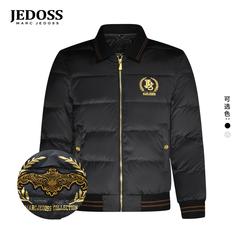 JEDOSS/爵迪斯男装2025秋冬专柜新款LOGO麦穗烫金刺绣短羽绒服265