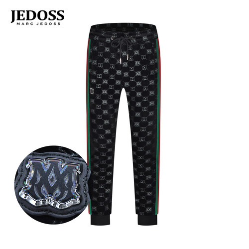 JEDOSS/爵迪斯男装秋冬专柜新款烧花织带休闲九分针织裤AS027