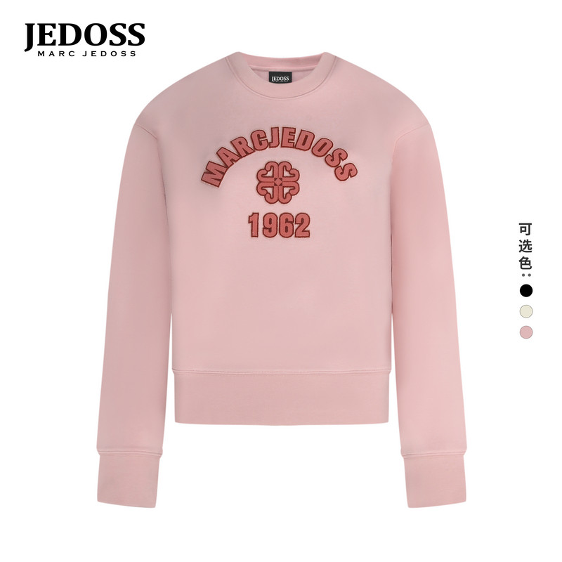 JEDOSS/爵迪斯女装2025秋冬专柜新款字母压绒印花长袖卫衣薄绒377