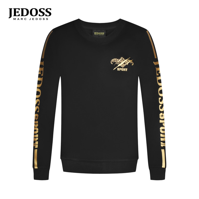 JEDOSS/爵迪斯男装秋季专柜新款字母烫金圆领套头长袖卫衣128